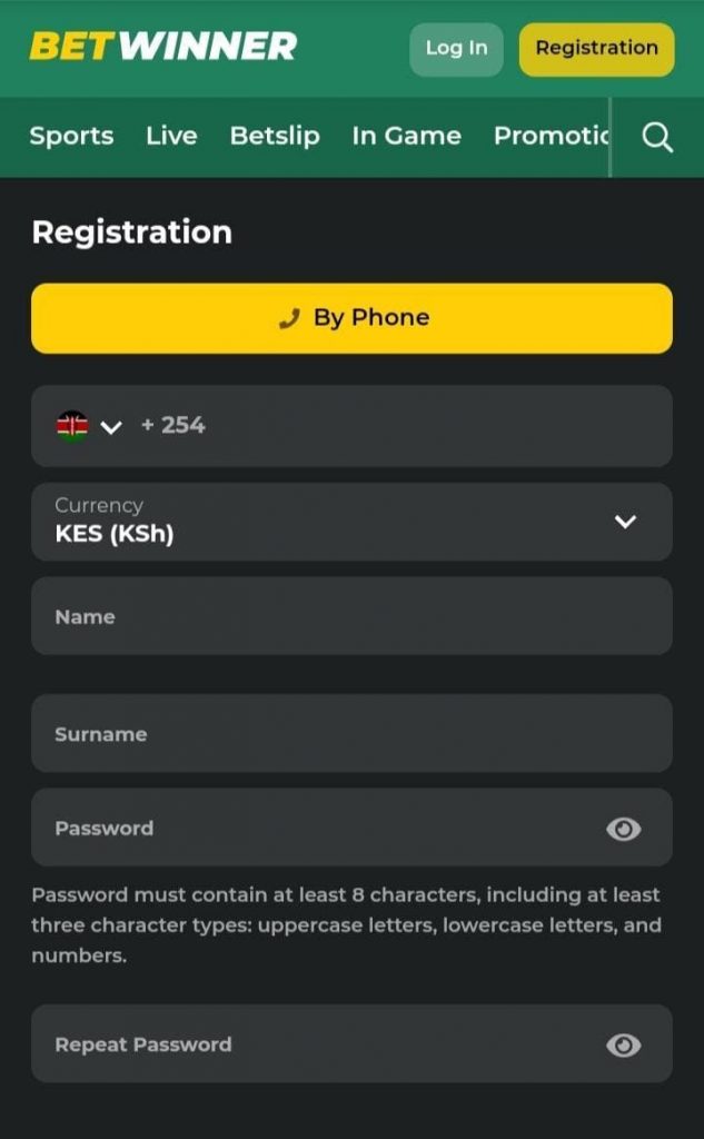 betwinner registration