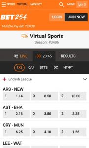 bet254 virtual sports